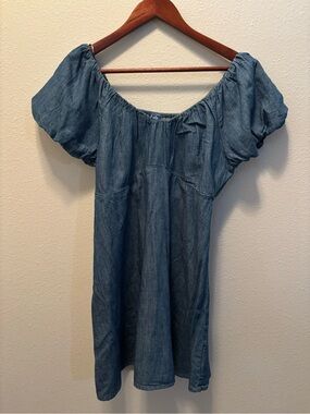 Old Navy Blue Denim Puff Sleeve Dress - NWT - petite medium